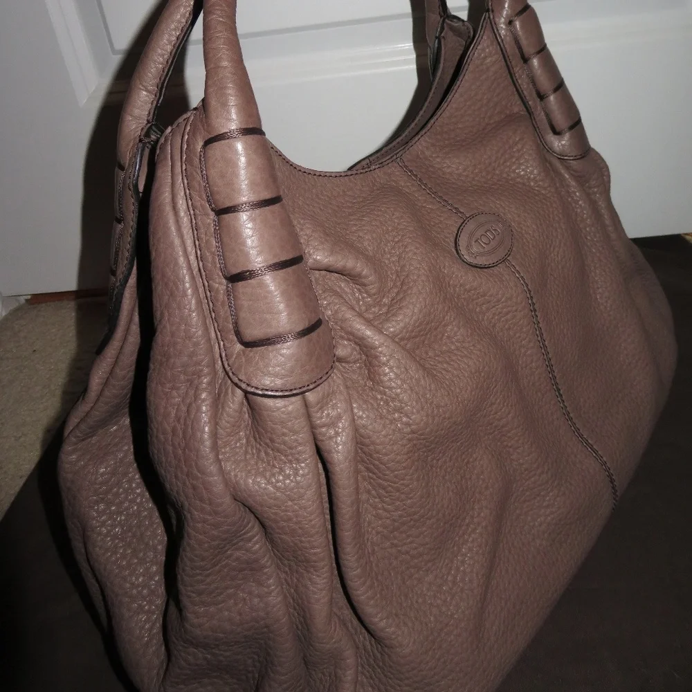 Tod's Taupe Mauve Deerskin Ivy Sacca Hobo Bag